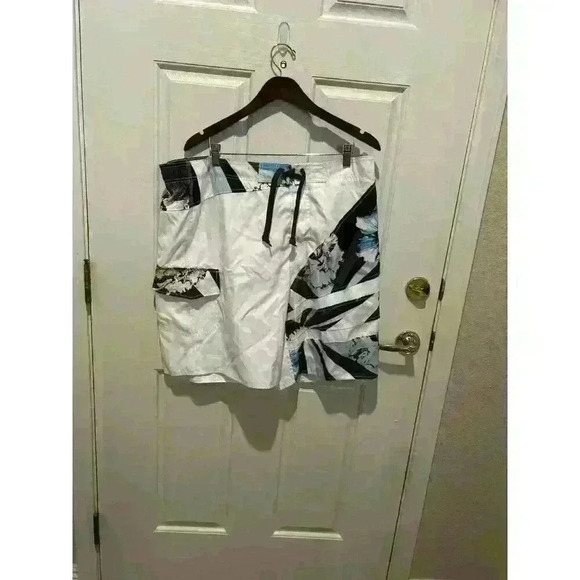 Joe Boxer Board Shorts Mens XL Swim Trunks lined Beach Surf Blue Black White - Picture 1 of 5